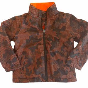Swiss Tech Boys Orange & Black Camo Full Zip Fleece Lined Jacket XS 4-5